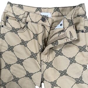BDG High & Wide Tennis Racket Monogram Jeans Women 26 Tan Wide‎ Leg US Open